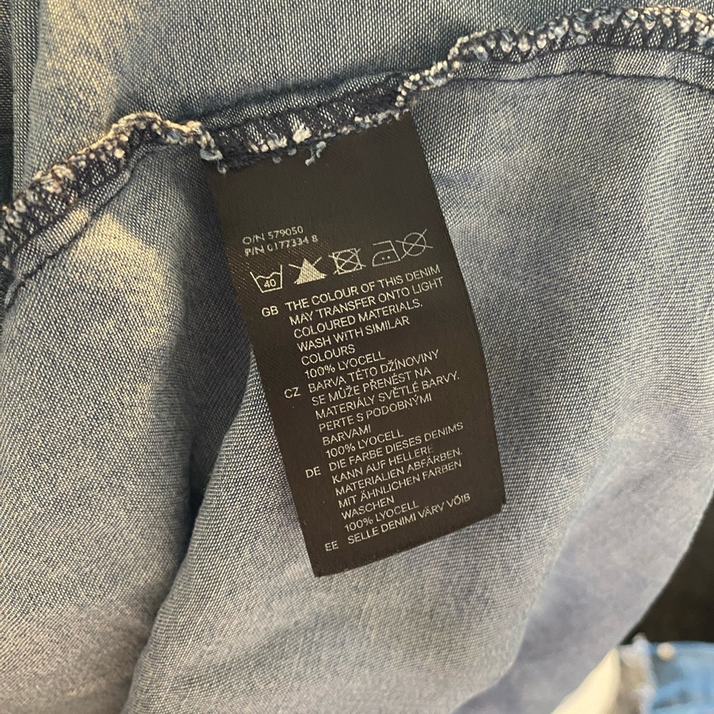 H&M Blue Denim Stretch Pockets Long Sleeve Casual Shirt Dress Tunic Size 4 - Picture 5 of 5